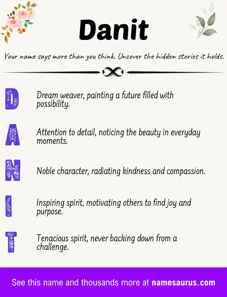 Acrostic poem about Danit.