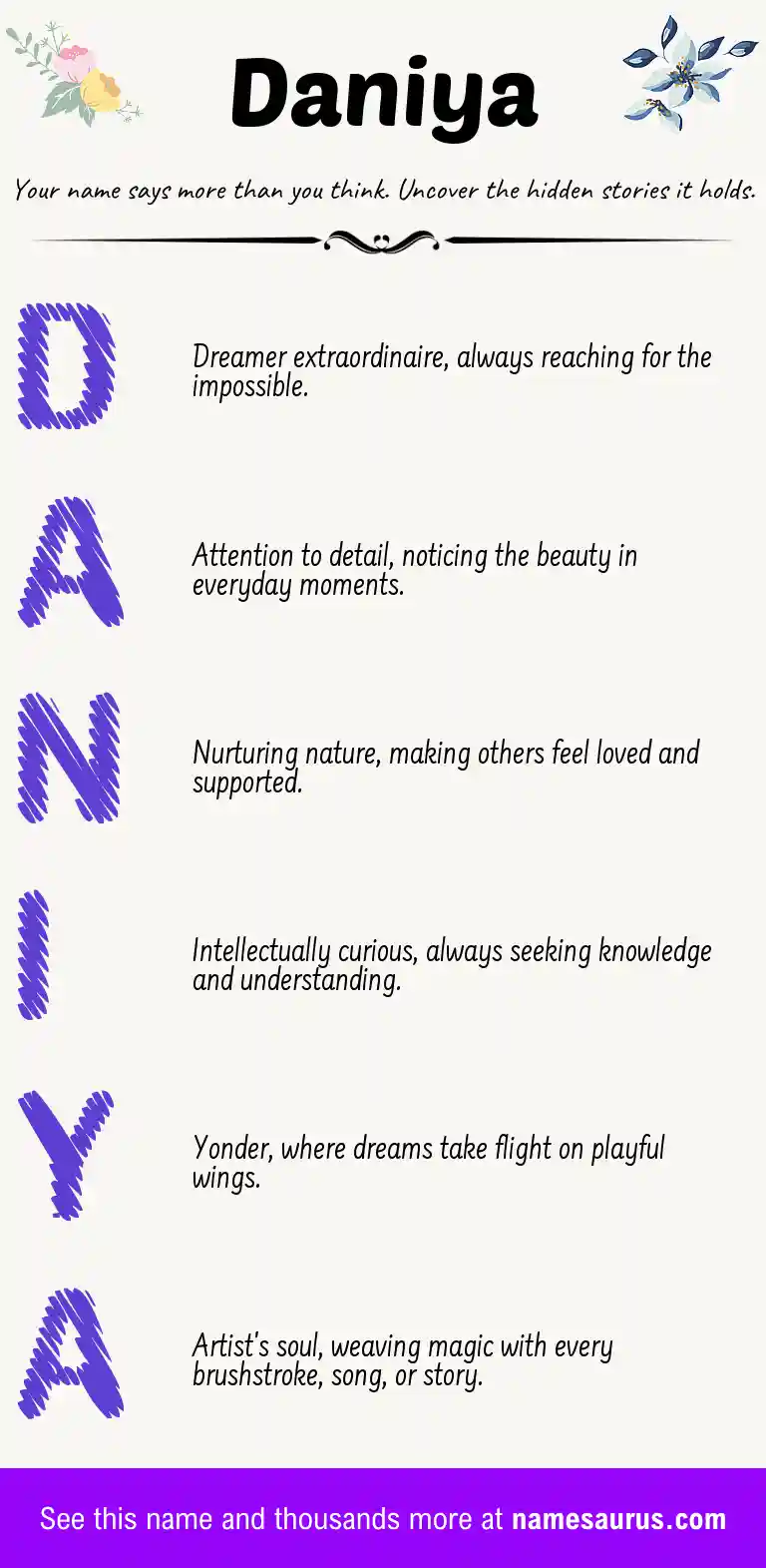 Acrostic poem about Daniya.