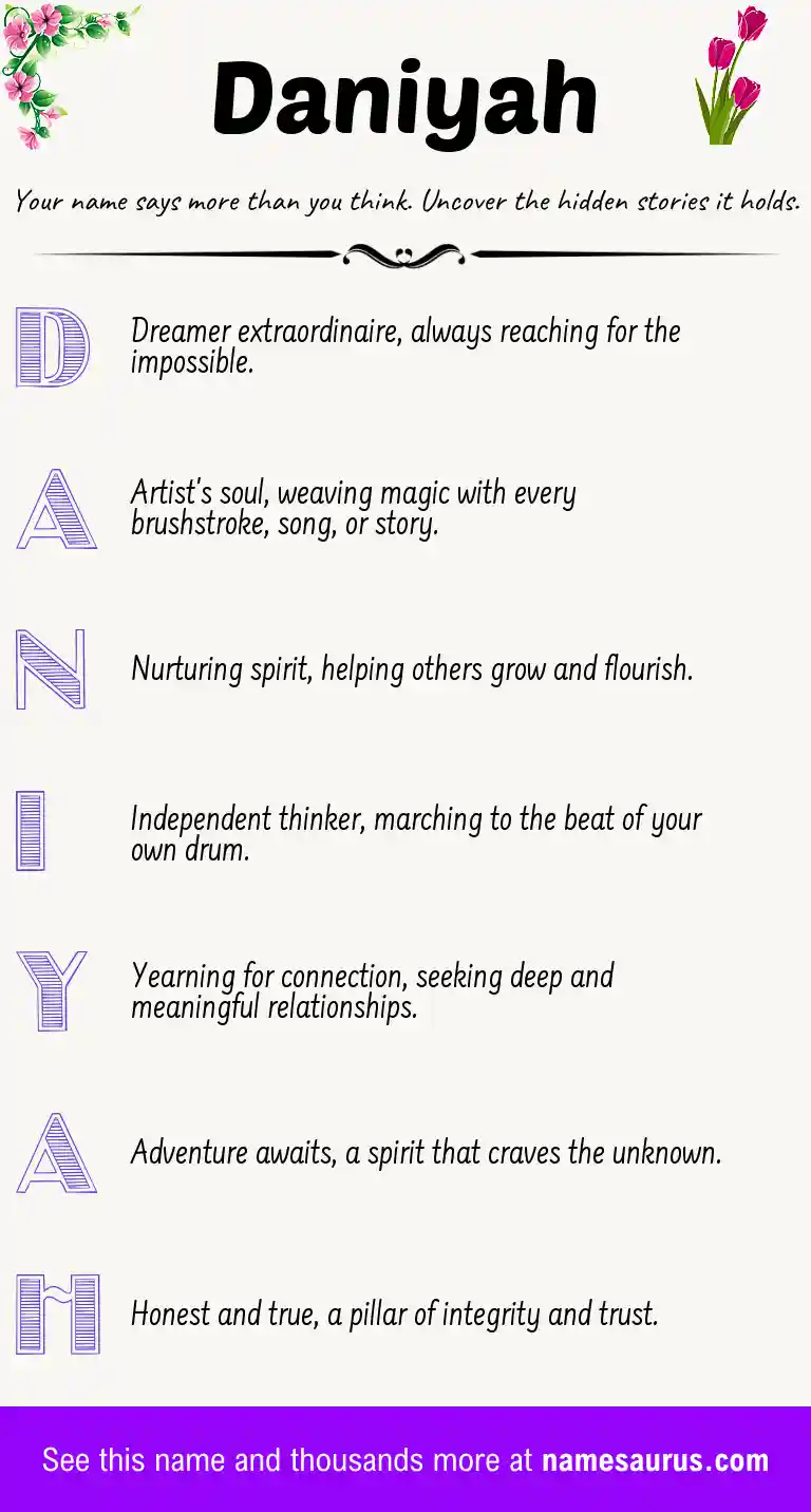 Acrostic poem about Daniyah.