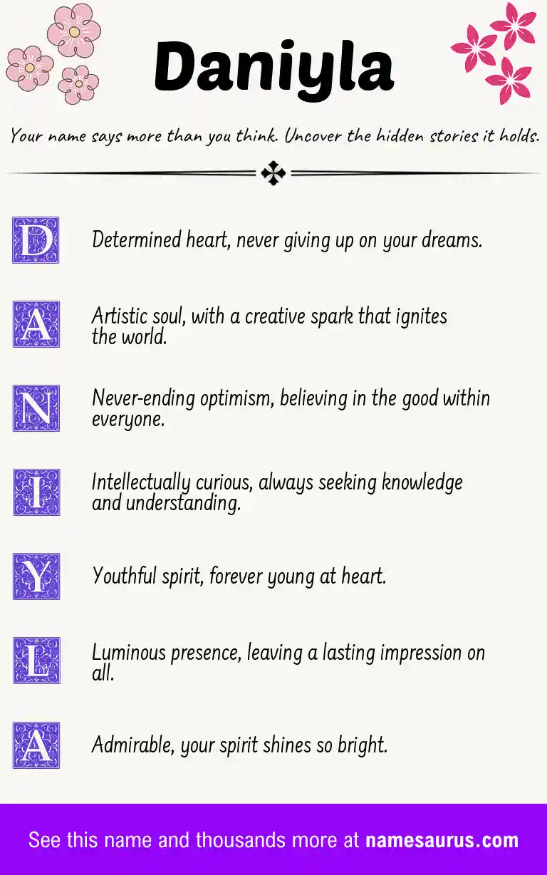 Acrostic poem about Daniyla.