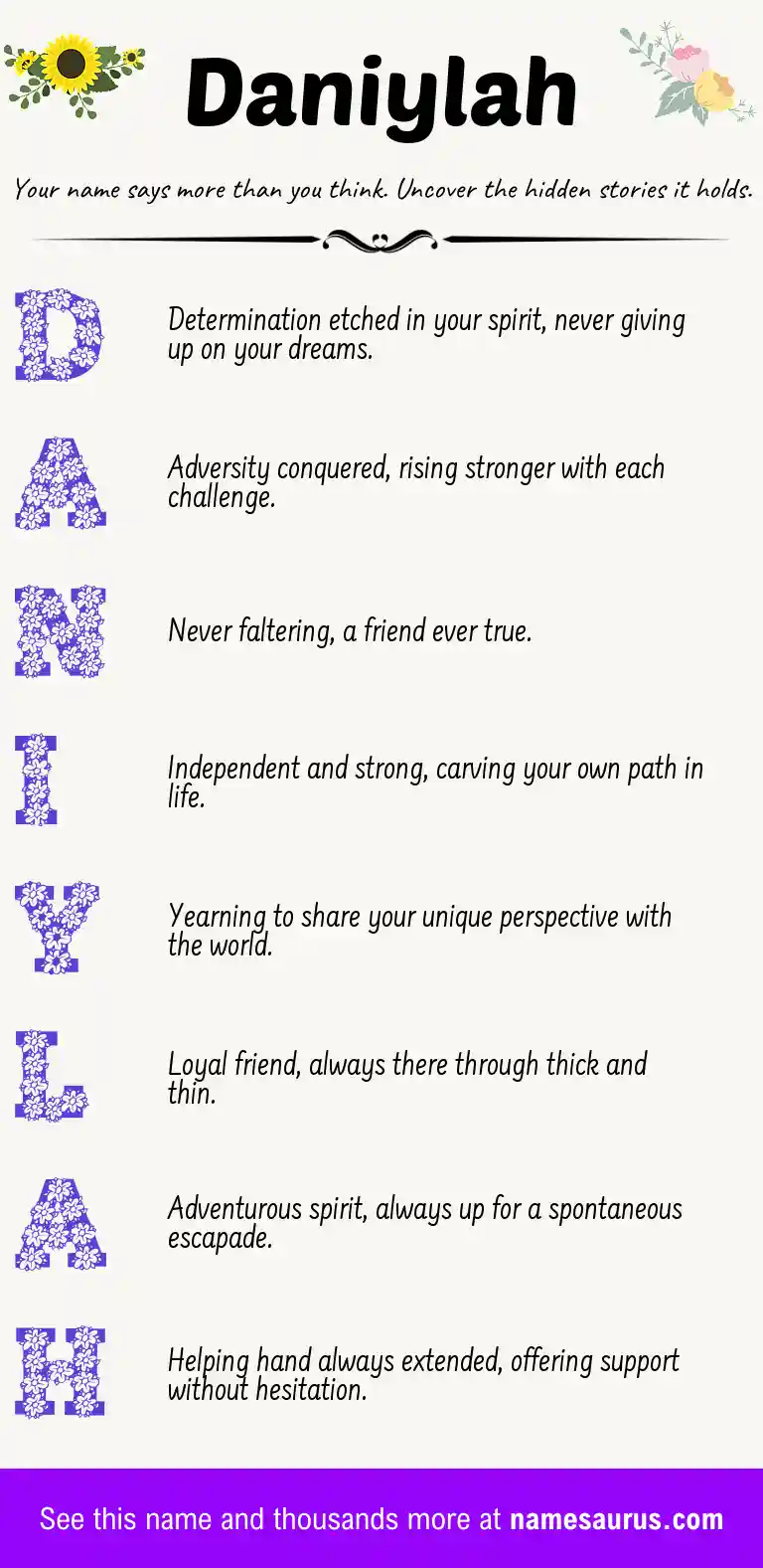 Acrostic poem about Daniylah.