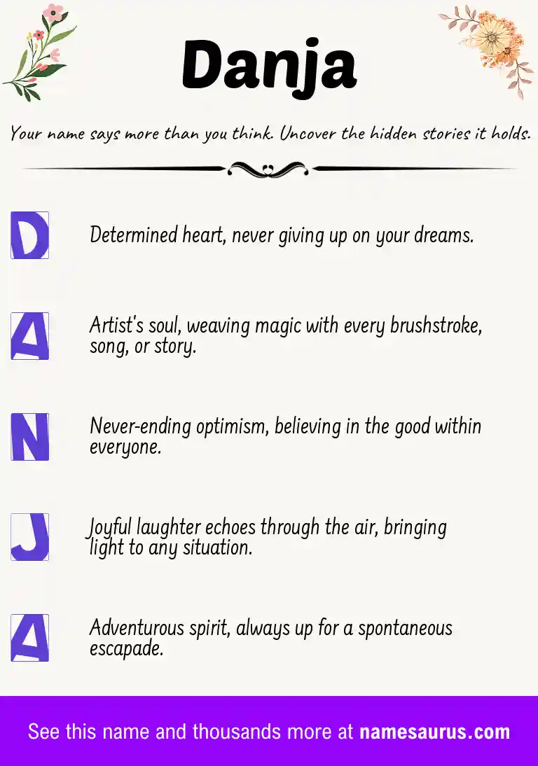 Acrostic poem about Danja.