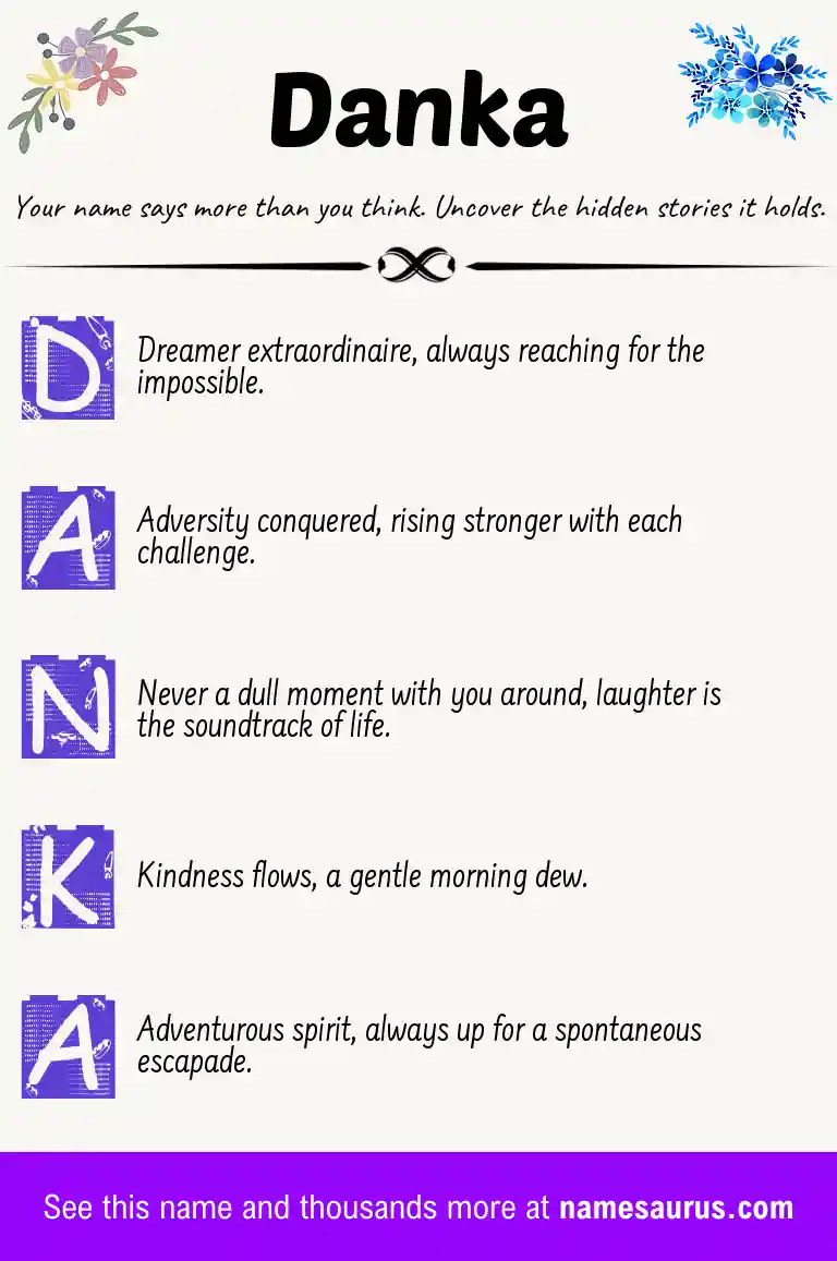 Acrostic poem about Danka.