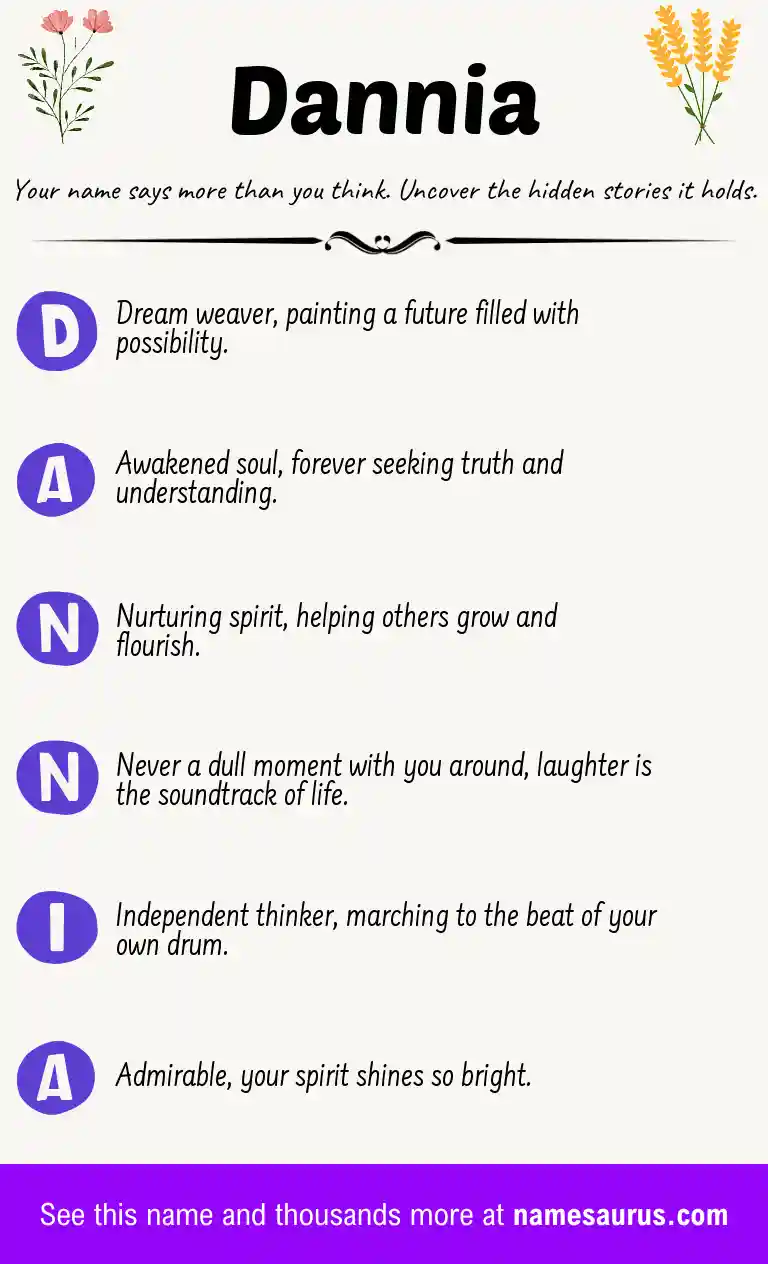 Acrostic poem about Dannia.
