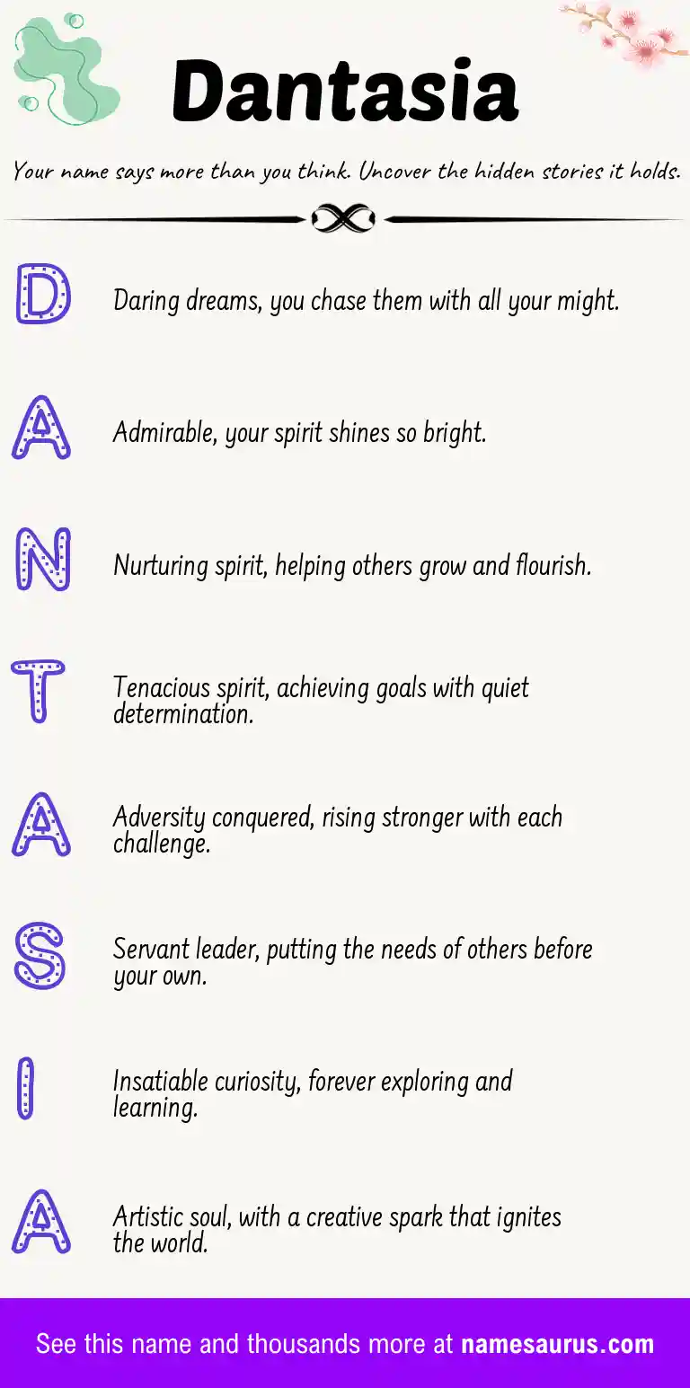 Acrostic poem about Dantasia.