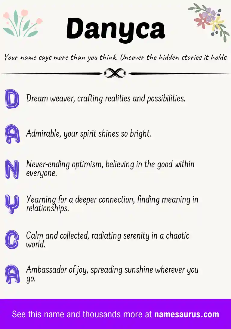 Acrostic poem about Danyca.