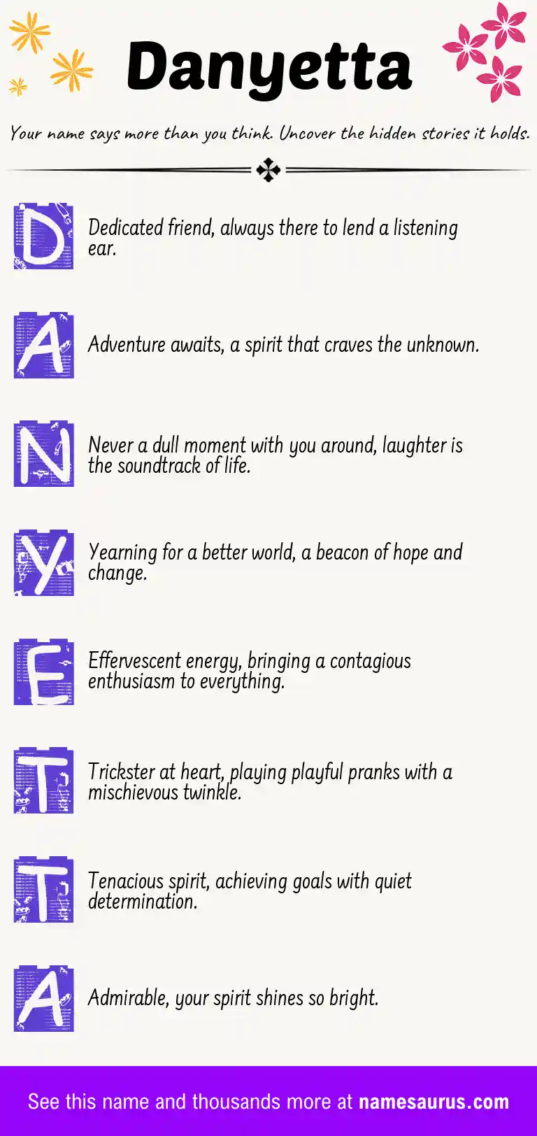 Acrostic poem about Danyetta.