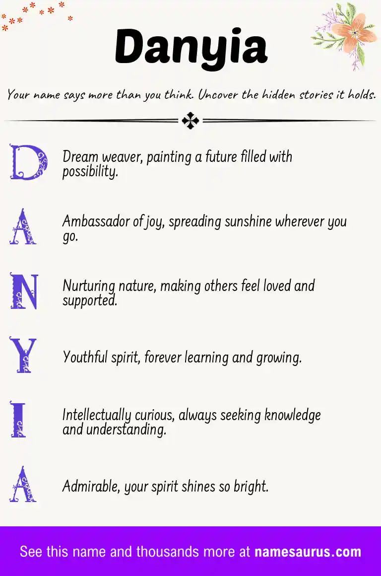 Acrostic poem about Danyia.