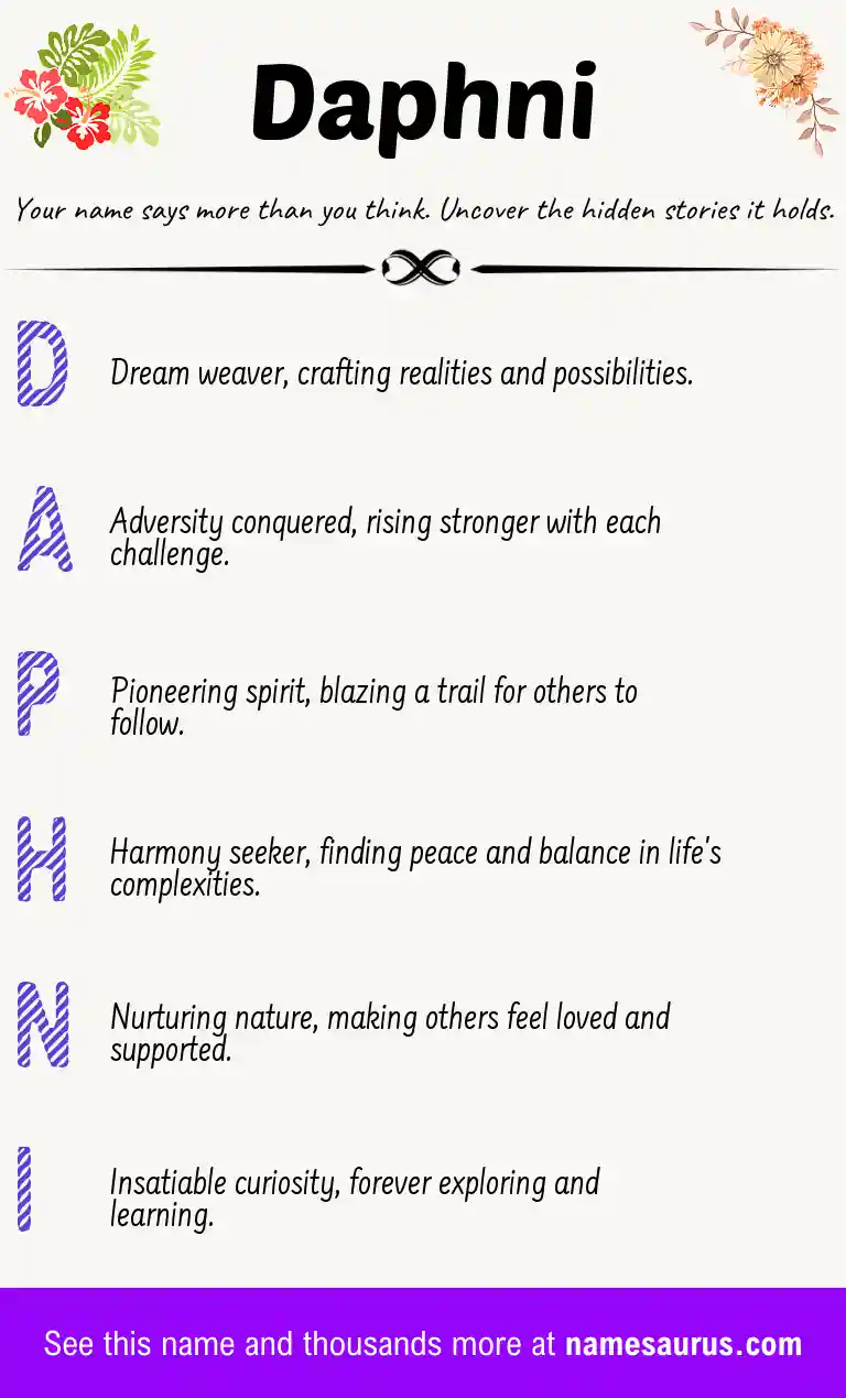 Acrostic poem about Daphni.