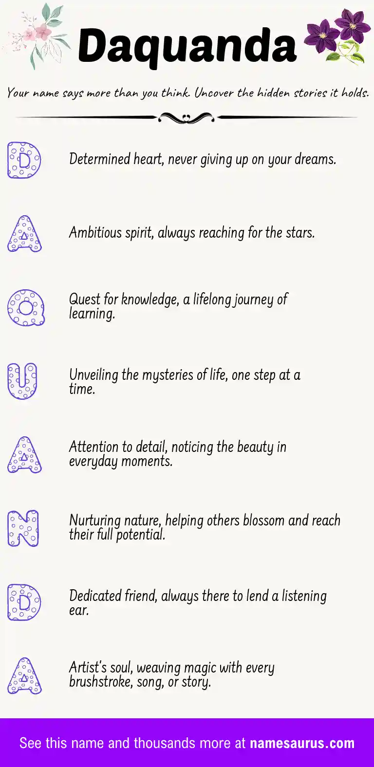 Acrostic poem about Daquanda.