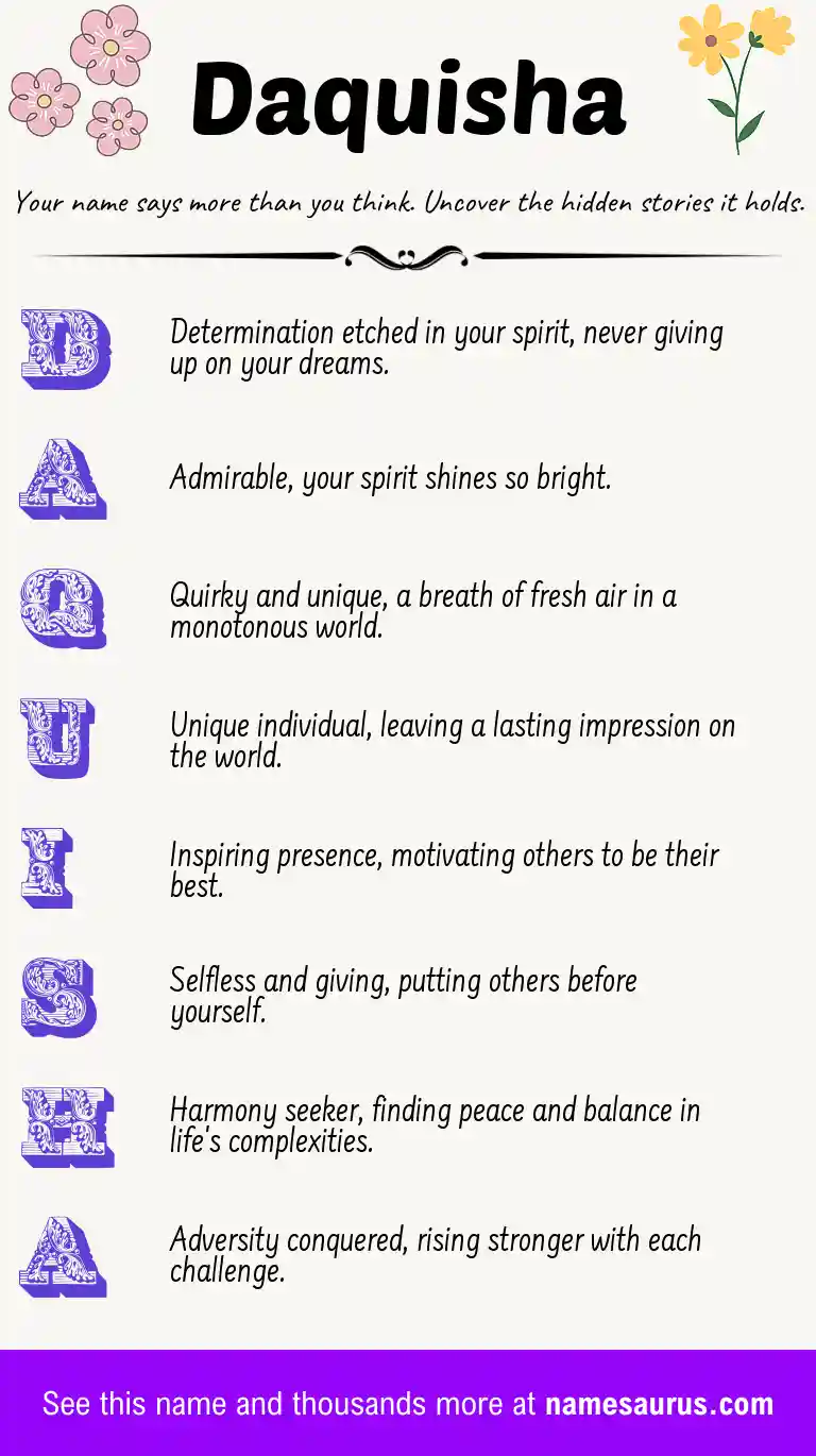 Acrostic poem about Daquisha.