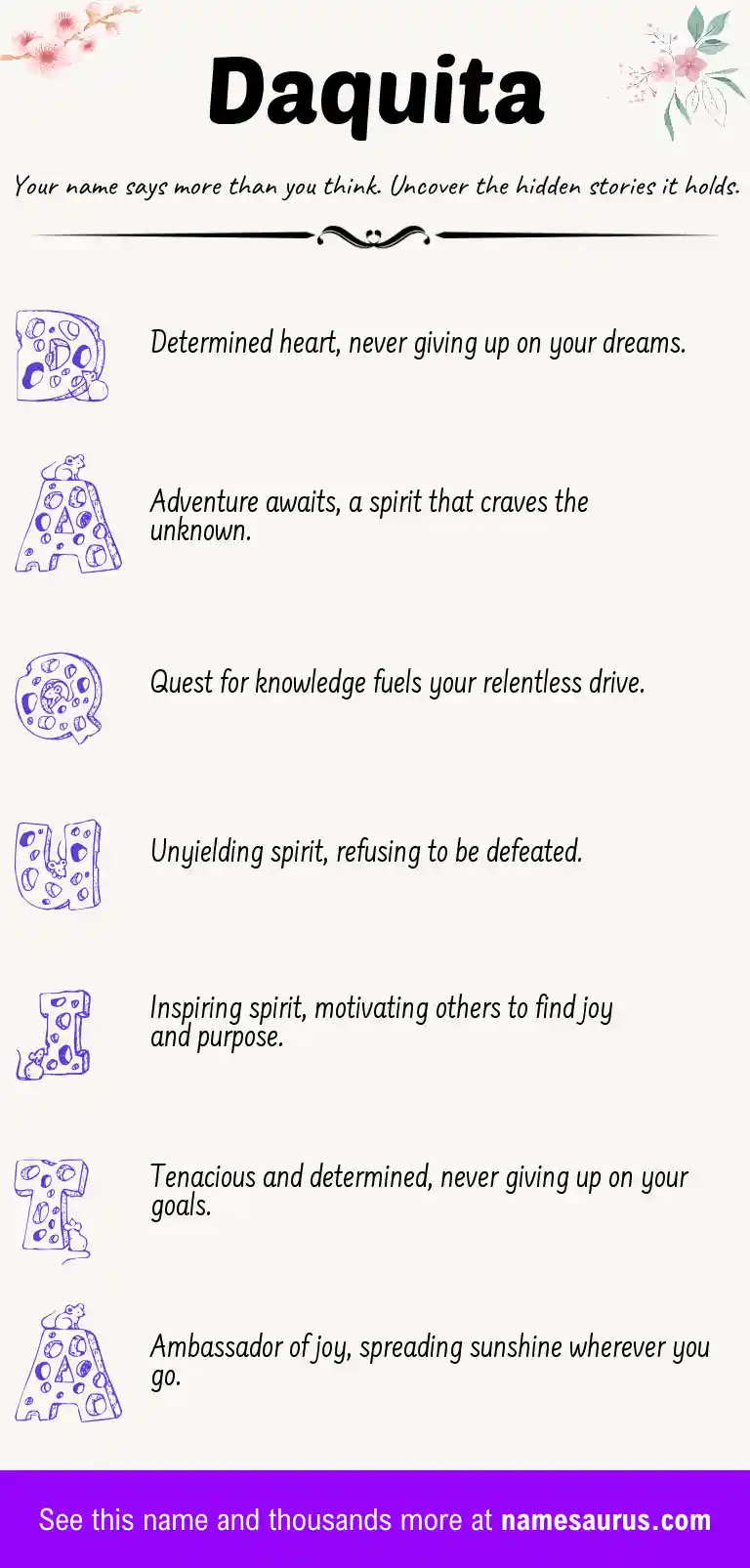 Acrostic poem about Daquita.