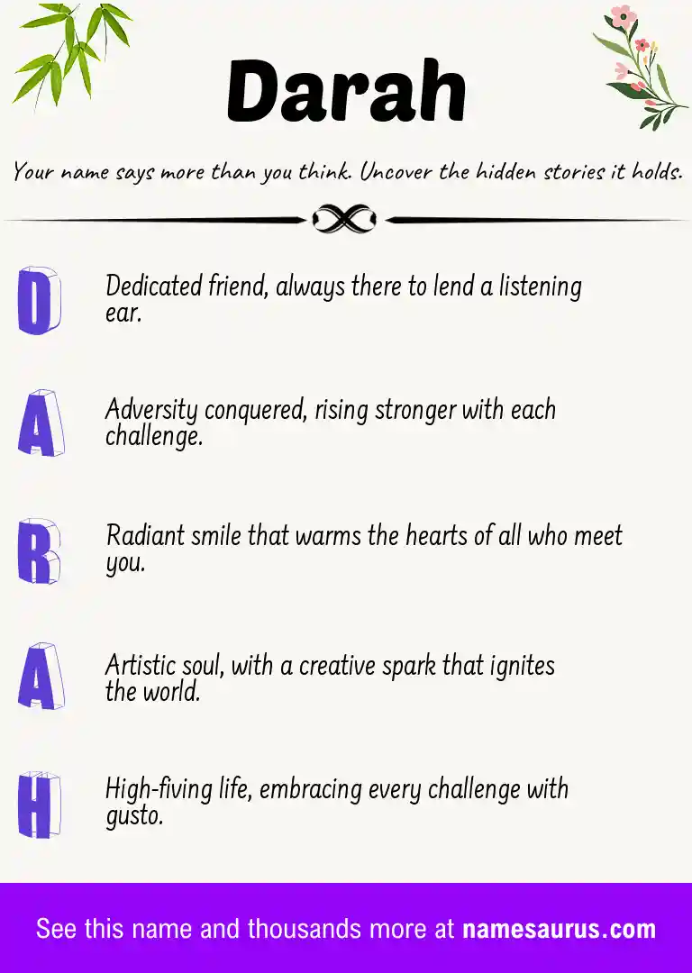 Acrostic poem about Darah.