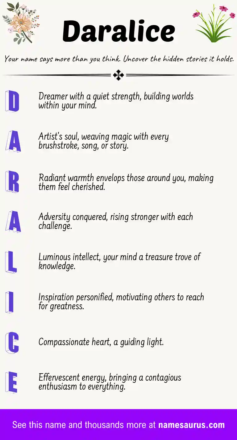 Acrostic poem about Daralice.