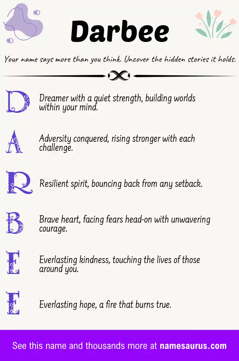 Acrostic poem about Darbee.