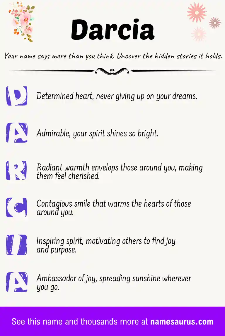 Acrostic poem about Darcia.