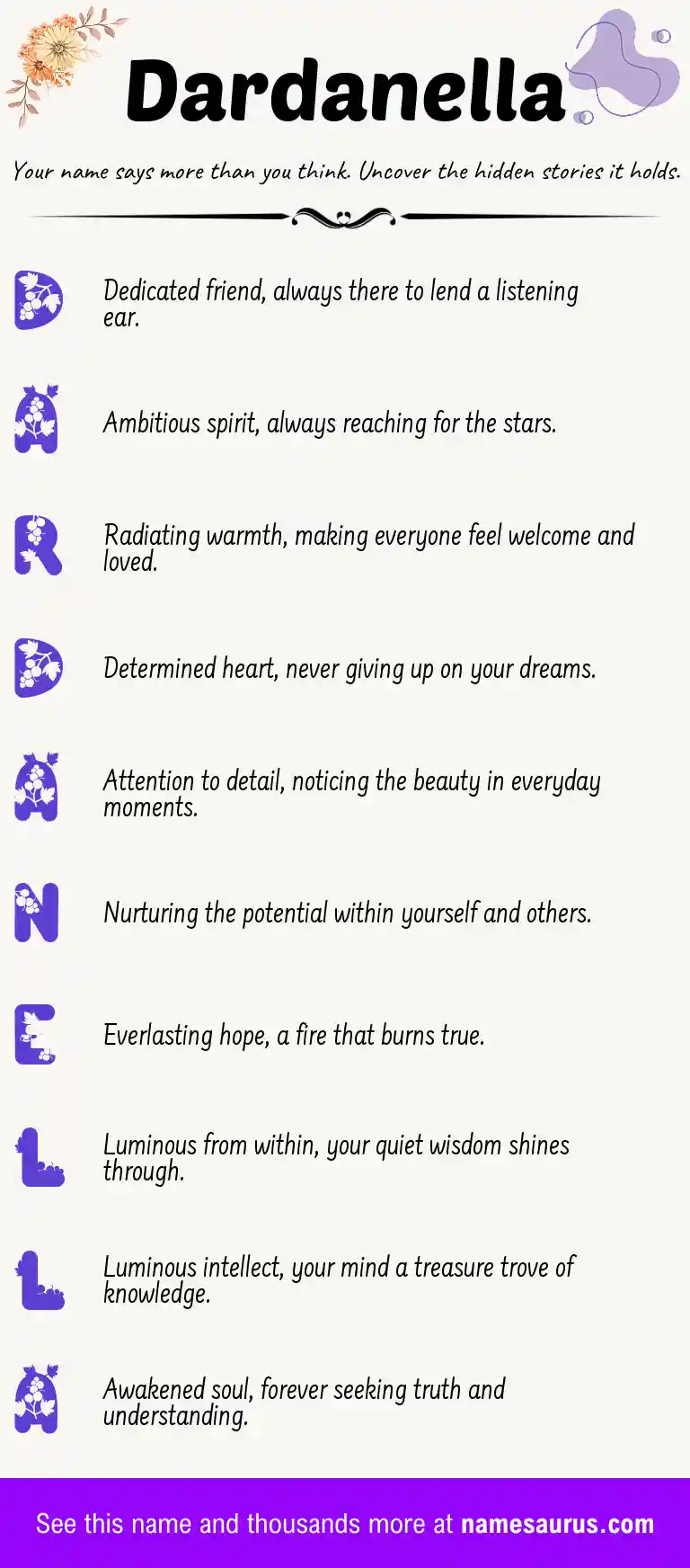 Acrostic poem about Dardanella.
