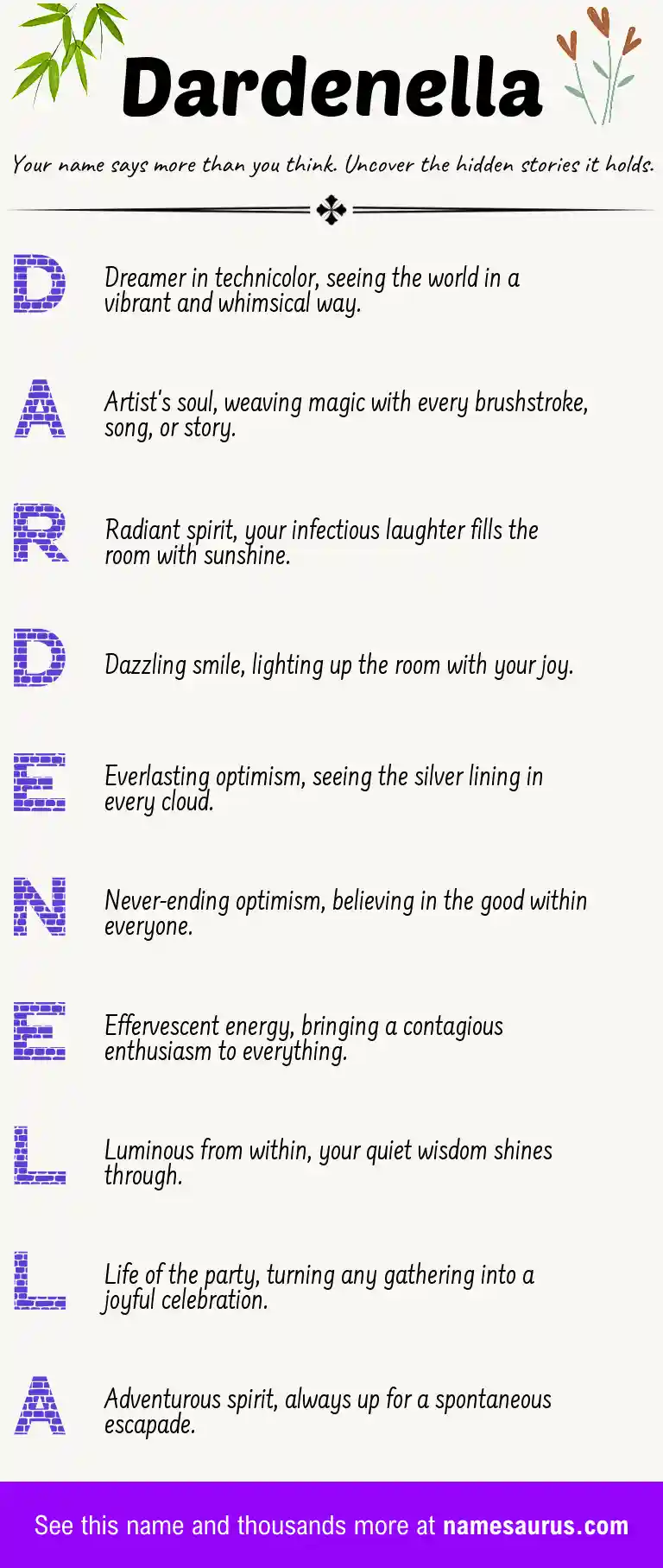 Acrostic poem about Dardenella.