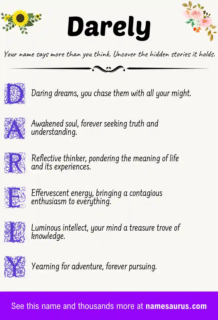 Acrostic poem about Darely.