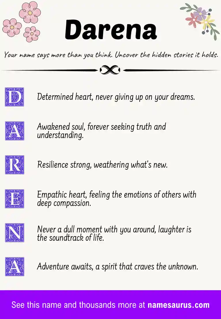 Acrostic poem about Darena.