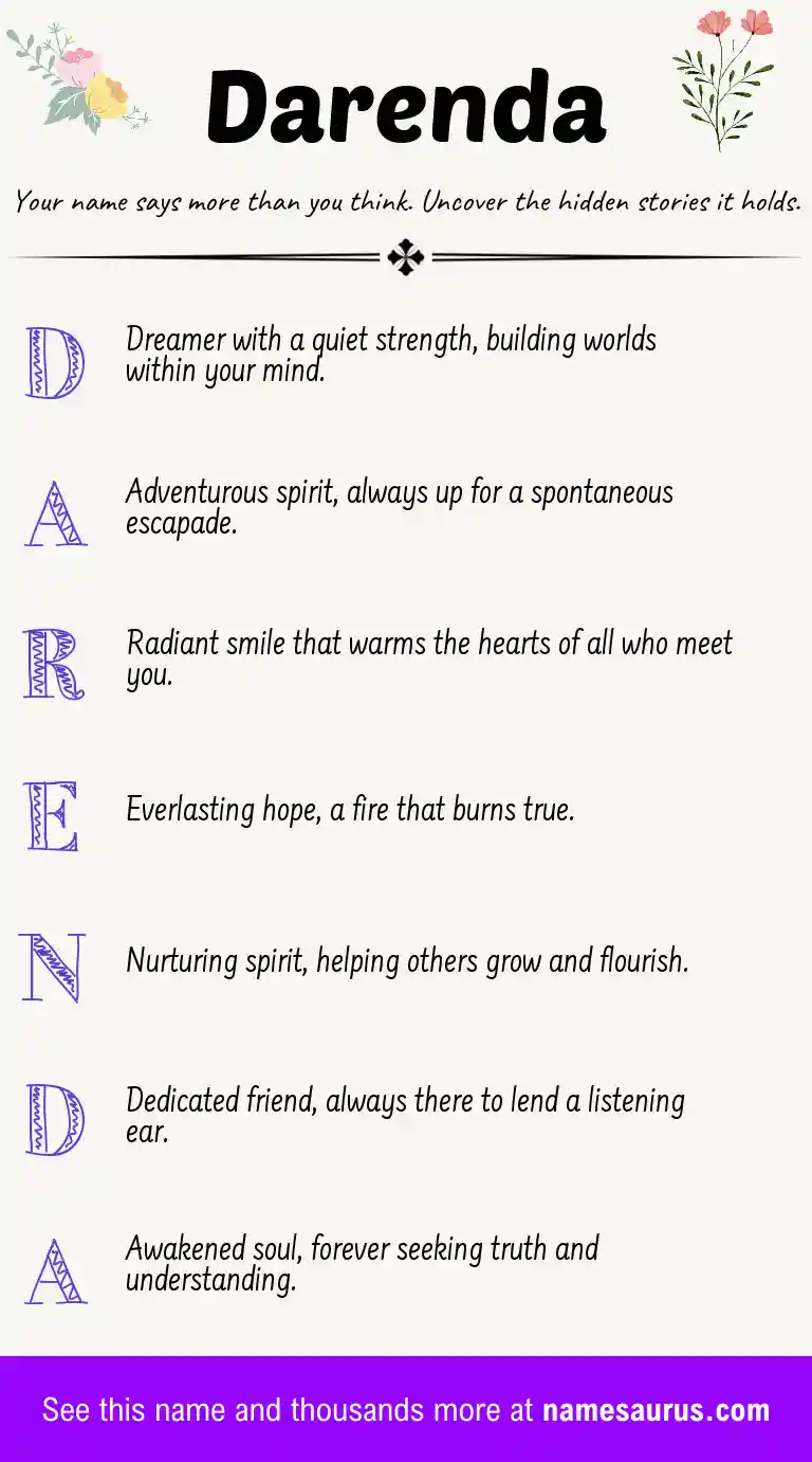 Acrostic poem about Darenda.