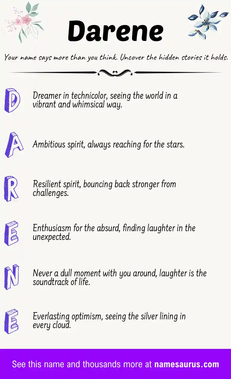 Acrostic poem about Darene.