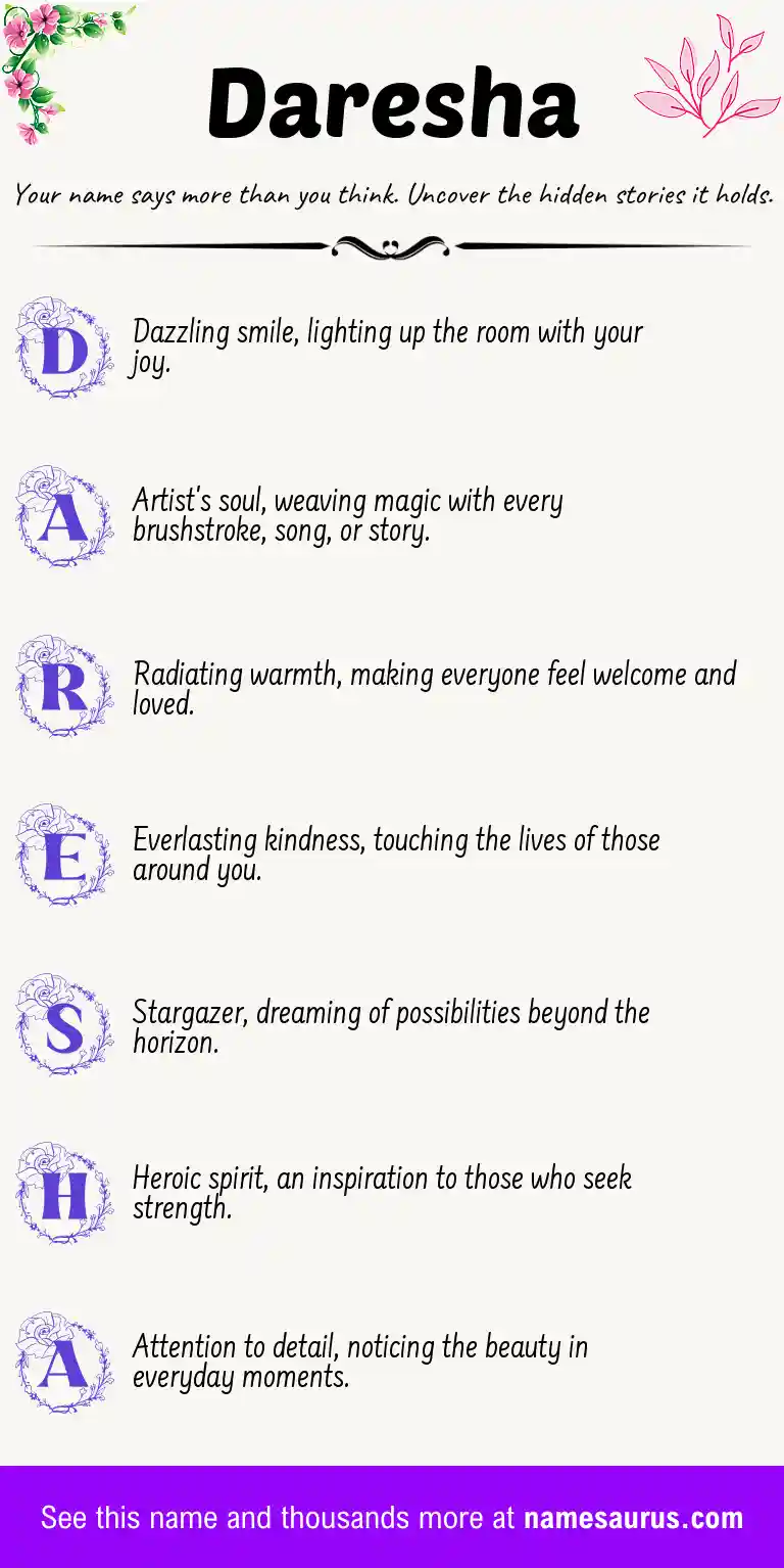 Acrostic poem about Daresha.