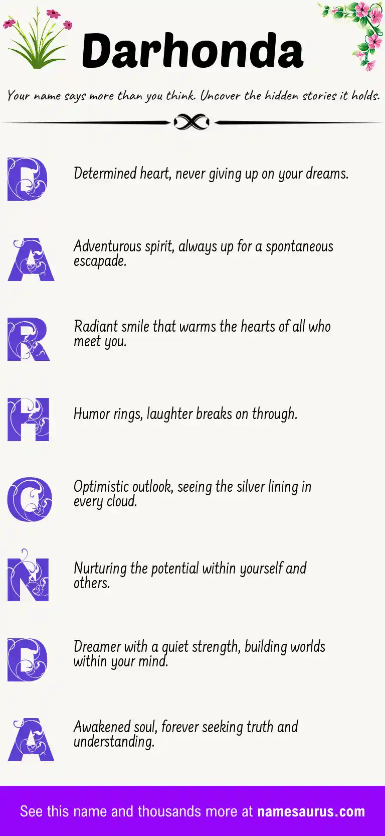 Acrostic poem about Darhonda.