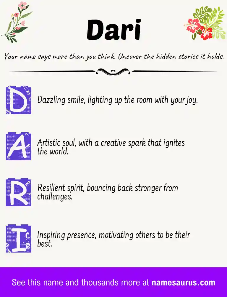 Acrostic poem about Dari.