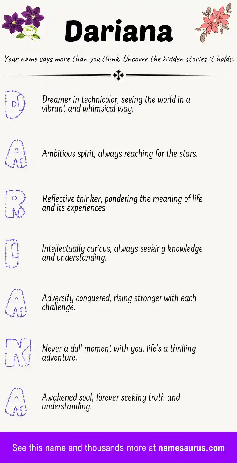 Acrostic poem about Dariana.
