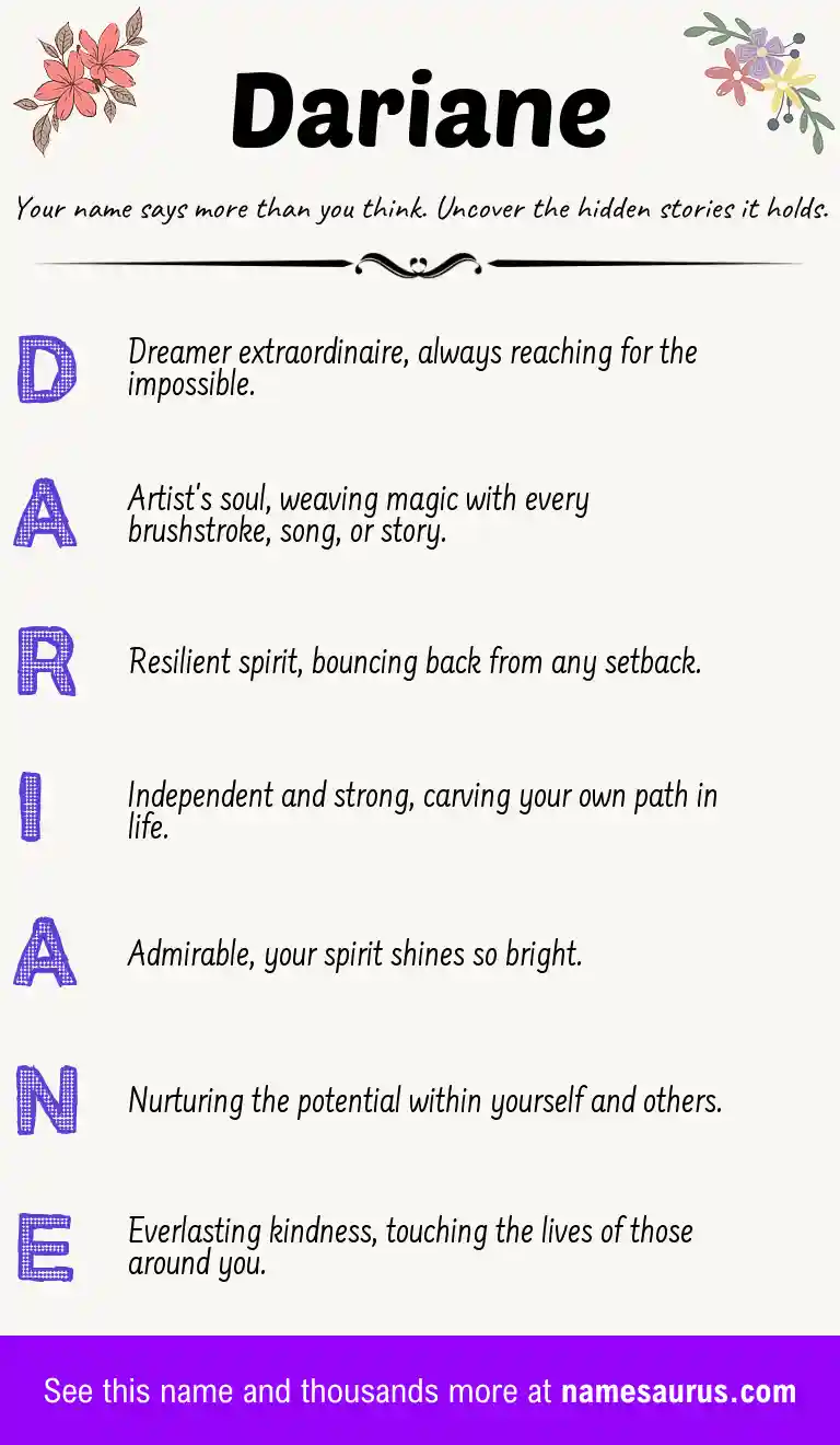 Acrostic poem about Dariane.