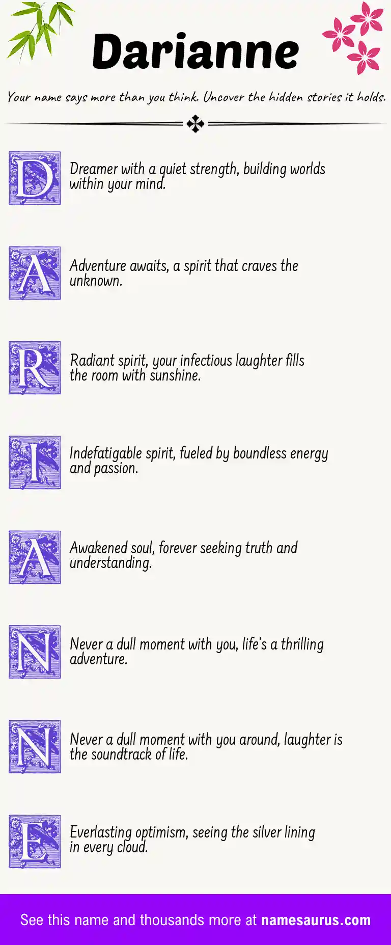 Acrostic poem about Darianne.