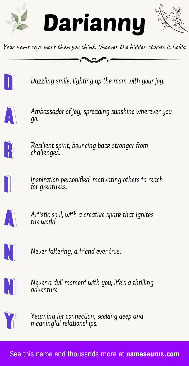 Acrostic poem about Darianny.