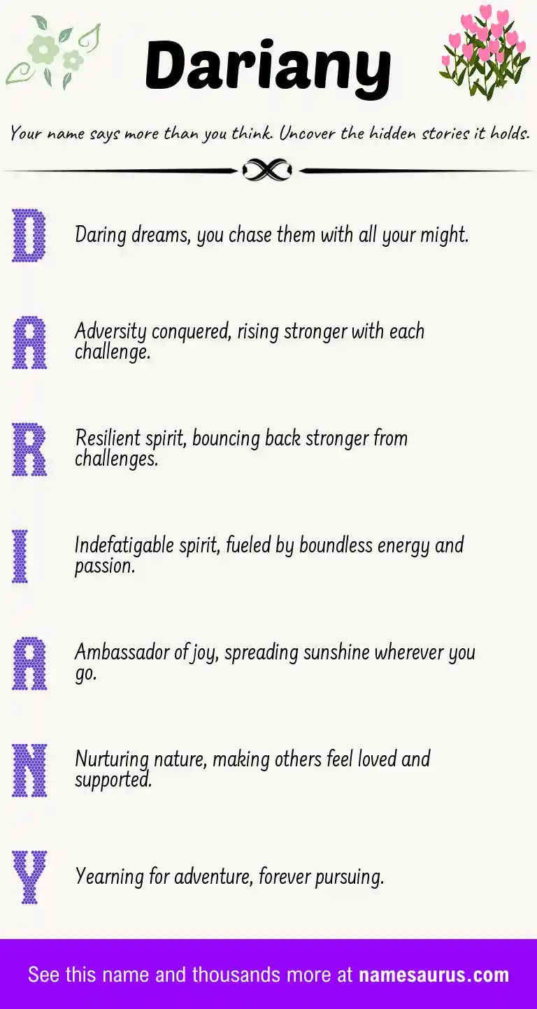 Acrostic poem about Dariany.