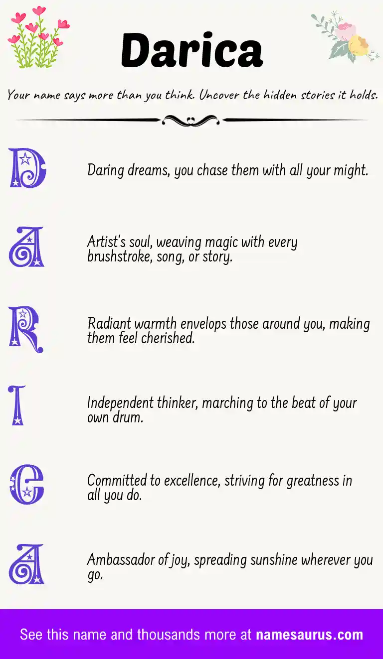 Acrostic poem about Darica.