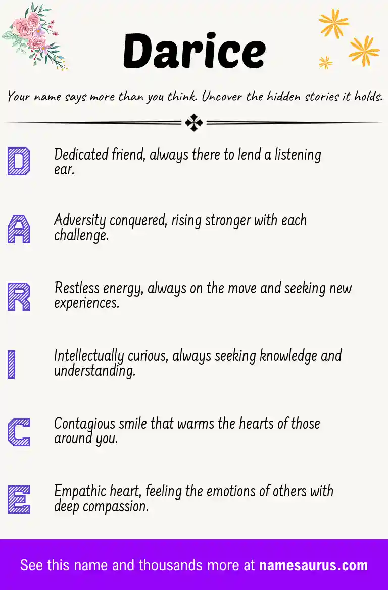 Acrostic poem about Darice.