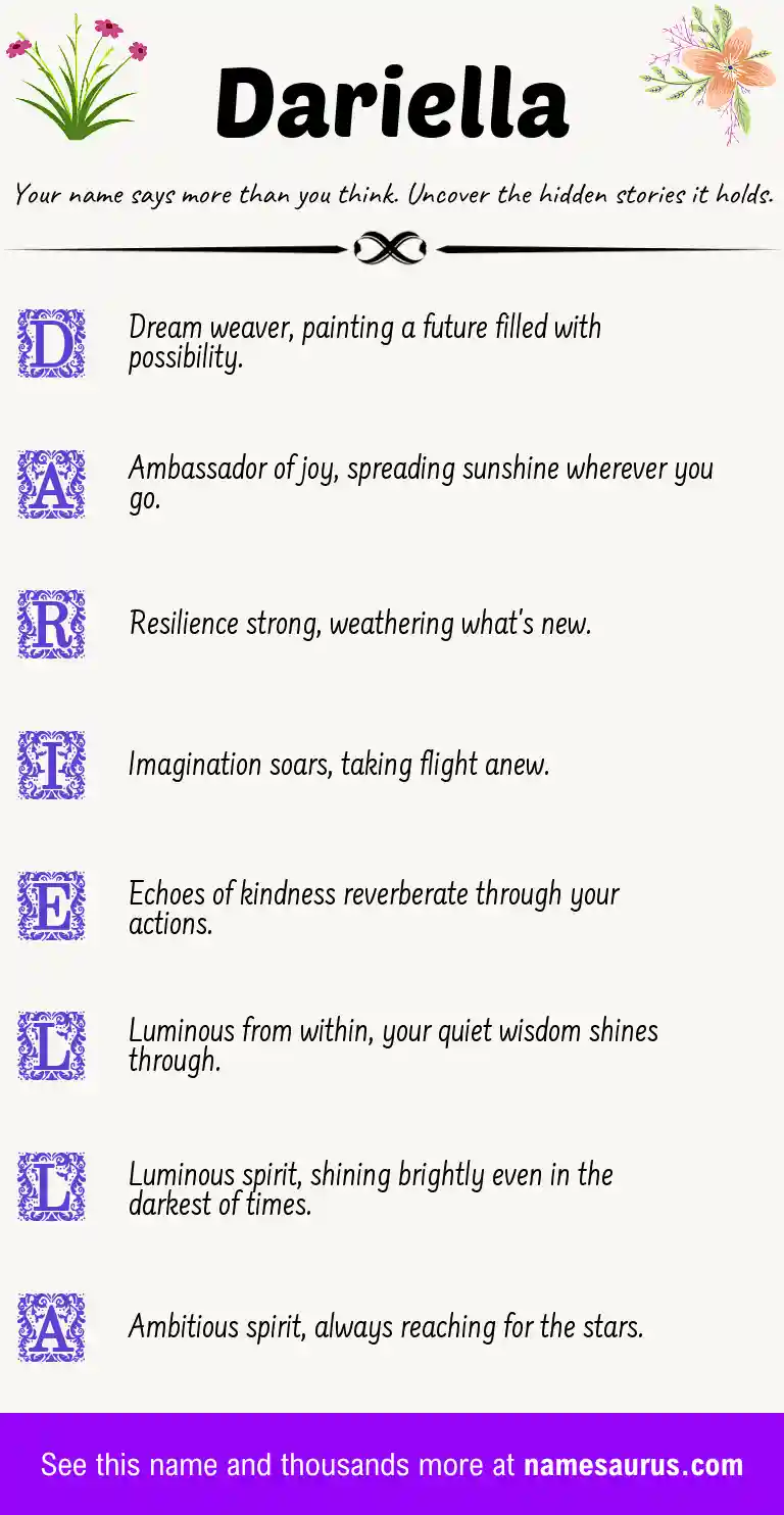Acrostic poem about Dariella.