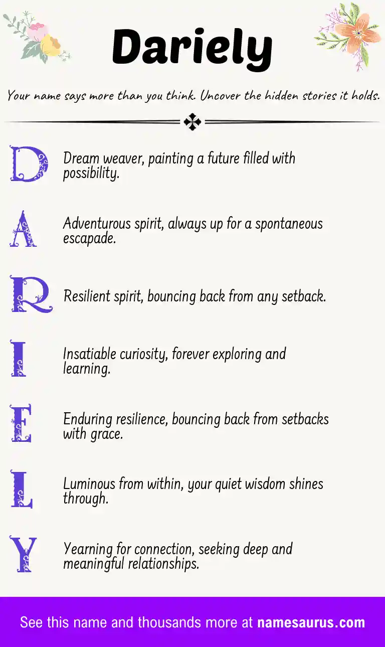 Acrostic poem about Dariely.