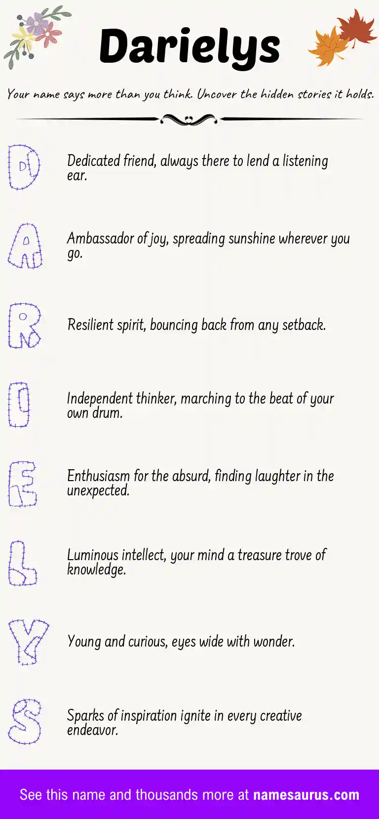 Acrostic poem about Darielys.