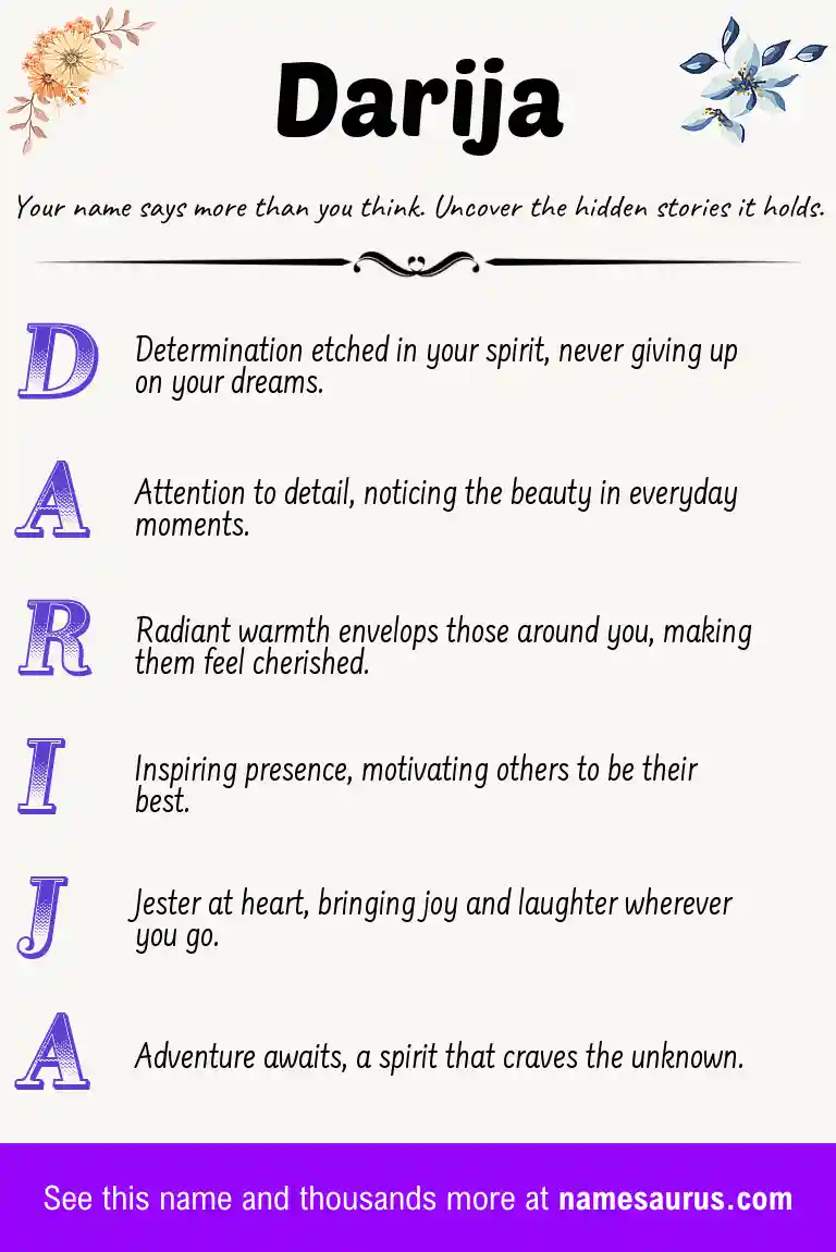 Acrostic poem about Darija.