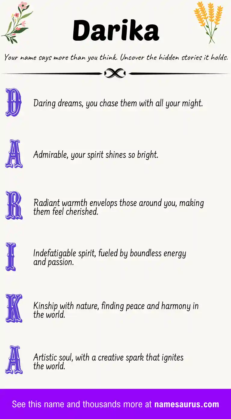 Acrostic poem about Darika.