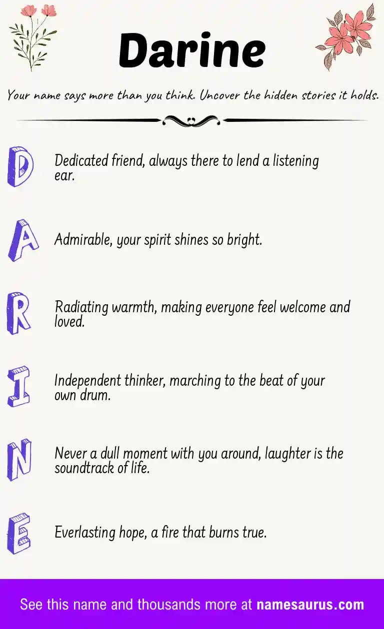 Acrostic poem about Darine.