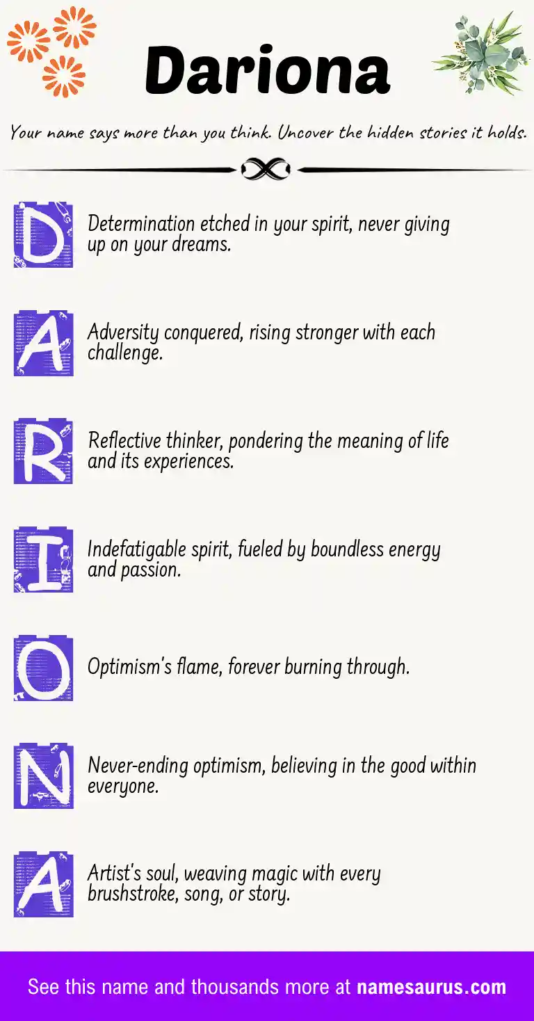 Acrostic poem about Dariona.