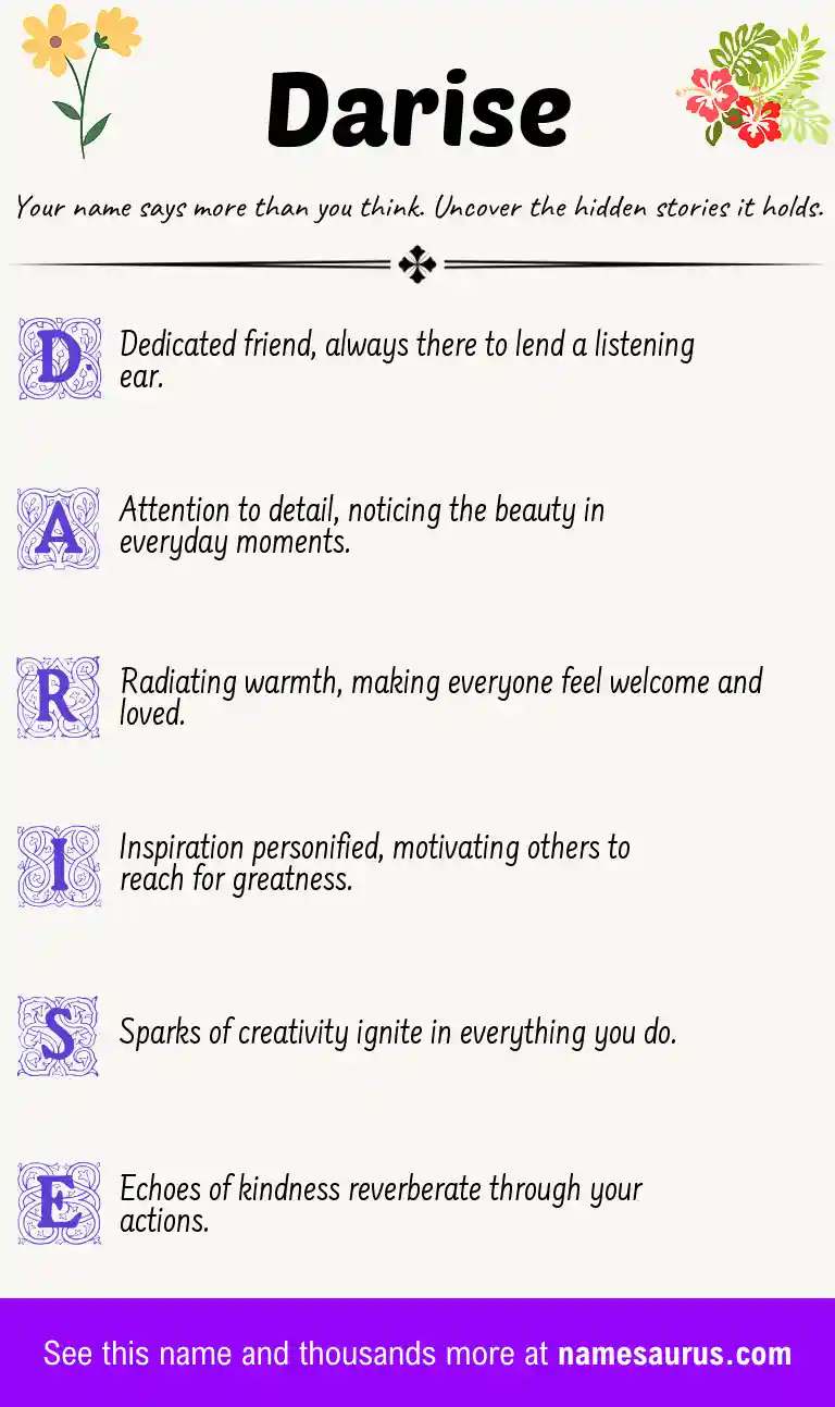 Acrostic poem about Darise.