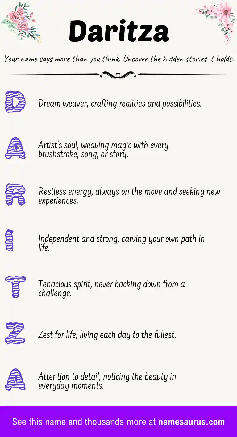 Acrostic poem about Daritza.
