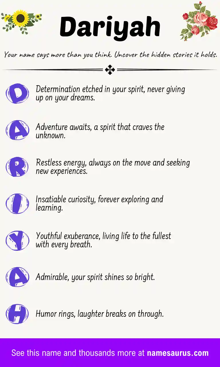 Acrostic poem about Dariyah.