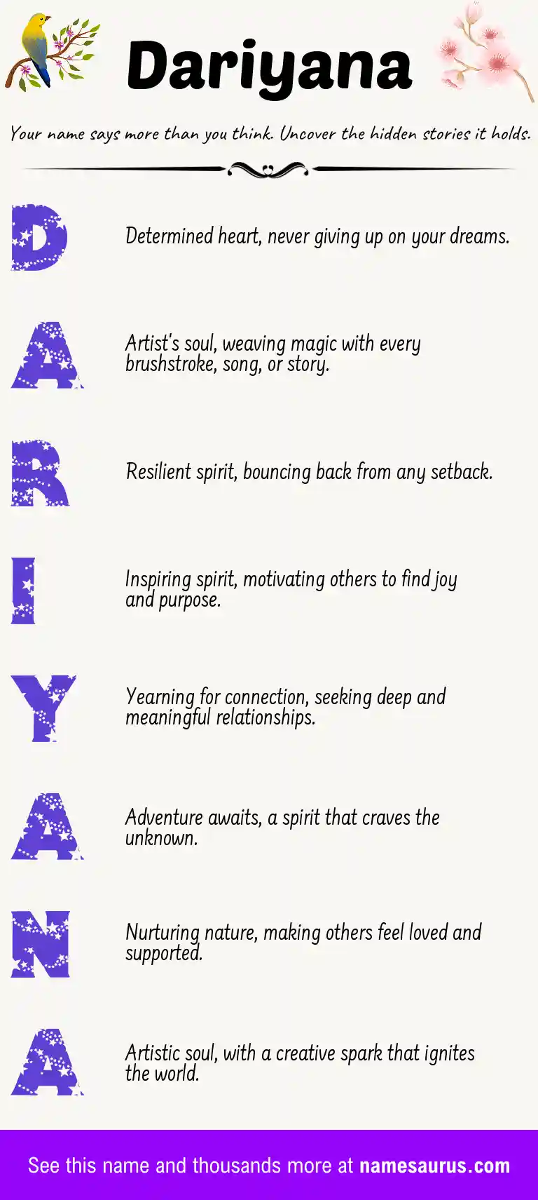 Acrostic poem about Dariyana.
