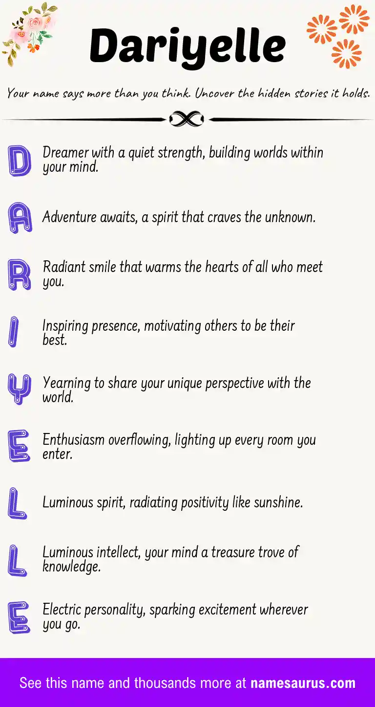 Acrostic poem about Dariyelle.