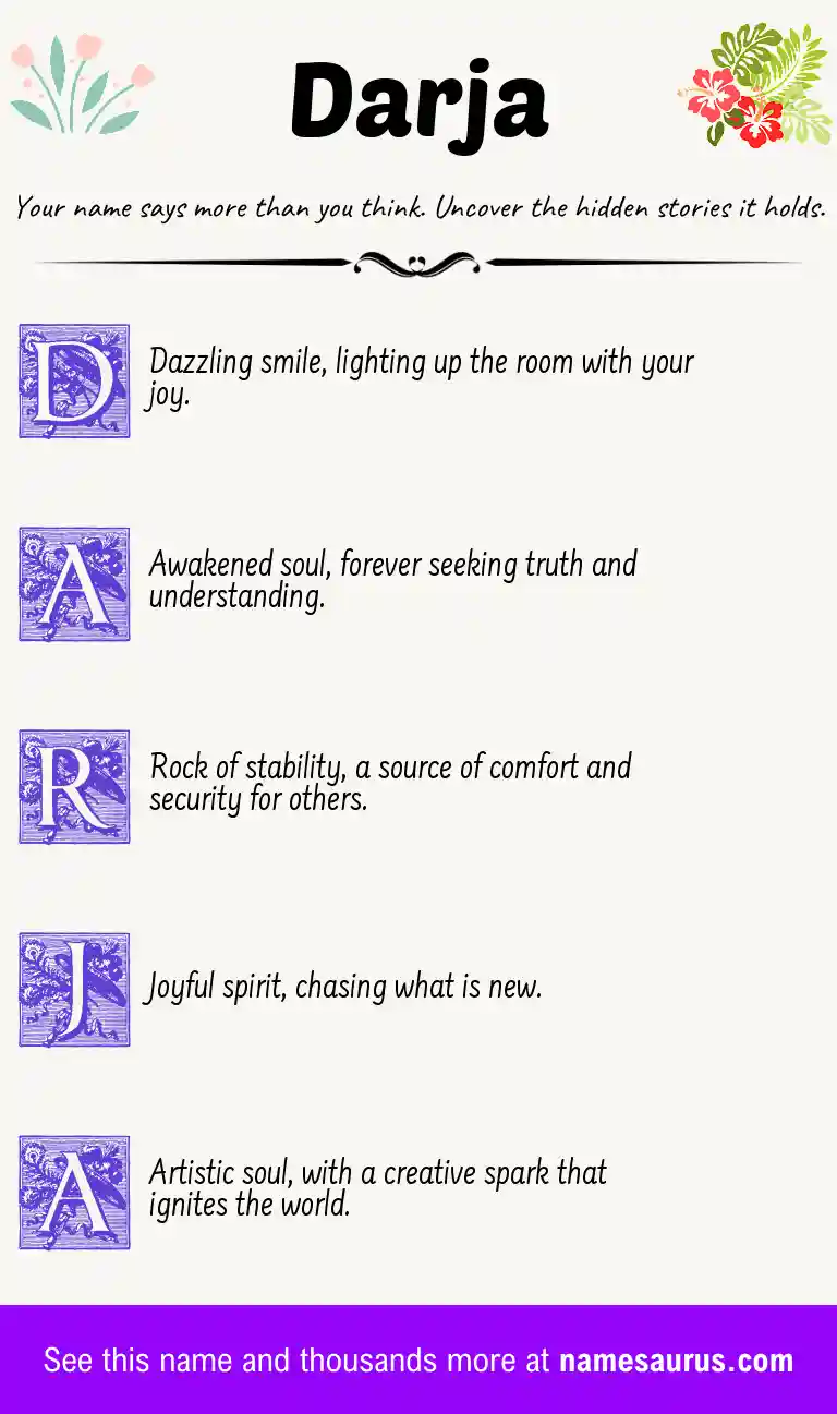 Acrostic poem about Darja.