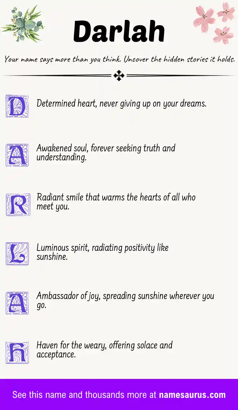 Acrostic poem about Darlah.
